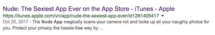 "Nude: The Sexiest App Ever on the App Store - iTunes - Apple" website text icon of "Nude" 