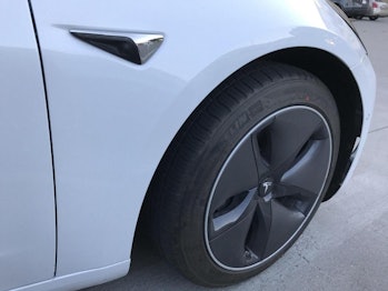 Tesla Model 3's aerodynamic wheels.