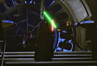 Luke and Vader in the Emperor's Throne Room in 'Return of the Jedi'
