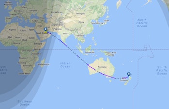 The world's longest flight, from Doha to Auckland, landed on Monday.