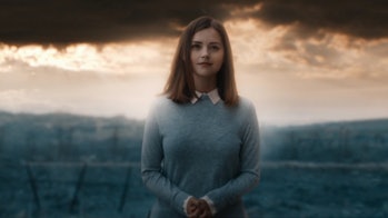 Clara appears as a glass avatar composed of her real memories.