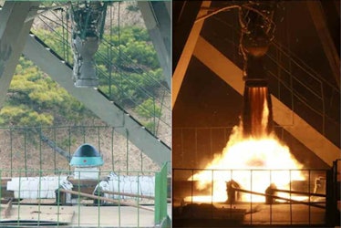 Testing the heat shield for one of North Korea's prospective ICBM's. 