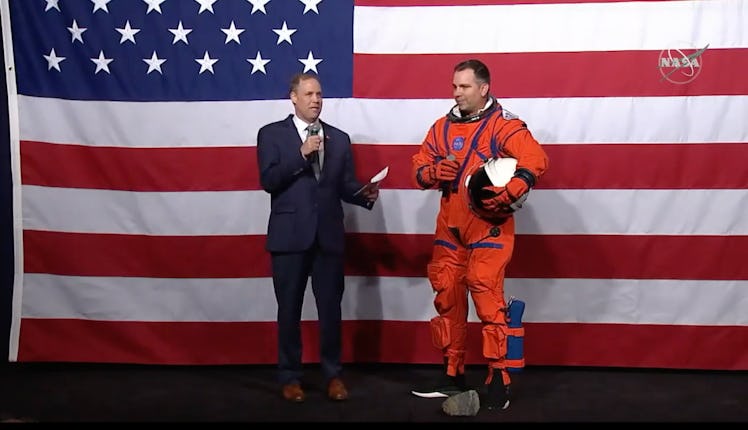 Gohmert demonstrated NASA's latest design for a spacesuit that astronauts will wear during their lau...