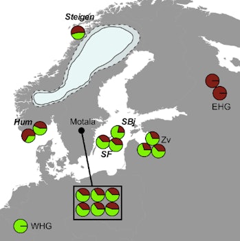 Map of the Mesolithic European samples used in this study.