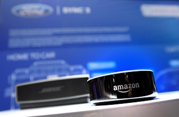 An Alexa-powered Amazon Echo device.