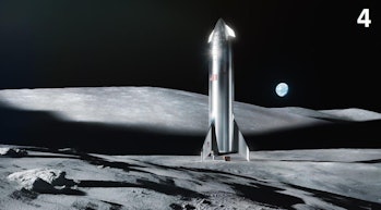 SpaceX Starship on the moon.