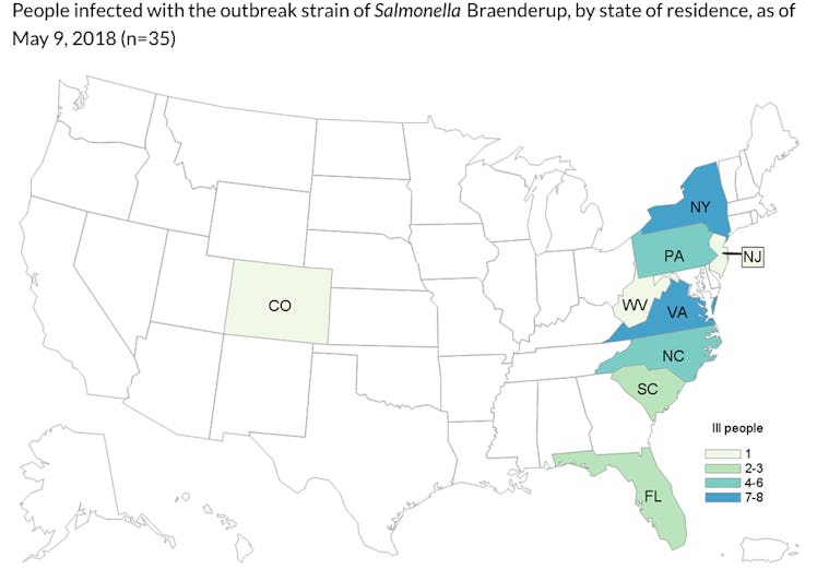 salmonella outbreak map