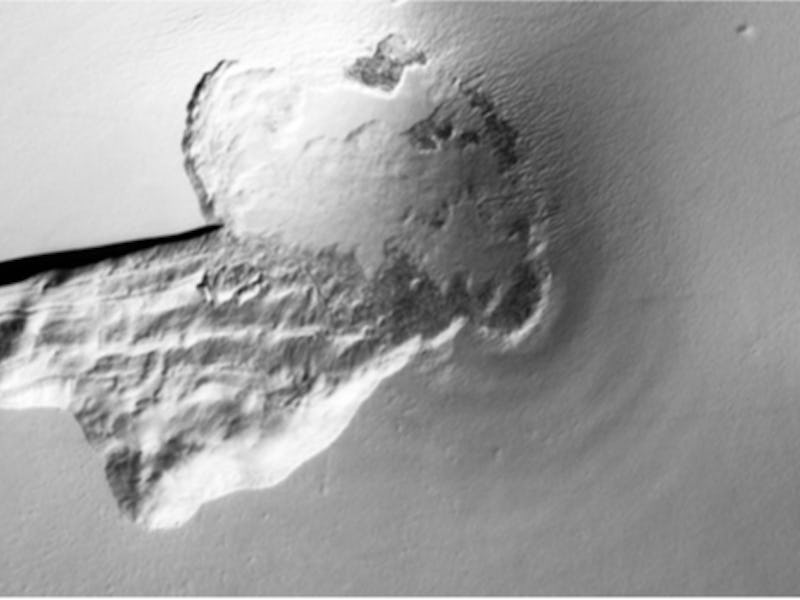 A closeup of a location on Mars where water might be harvested from