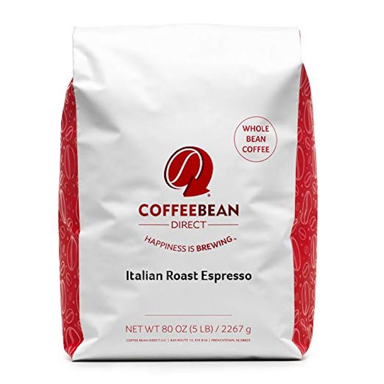 Coffee Bean Direct Italian Roast Espresso, Whole Bean Coffee, 5-Pound Bag