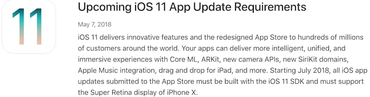 apple ios 11 app update