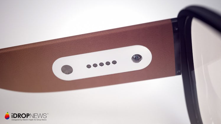 A view of the inside arm showing speaker and other interaction holes.