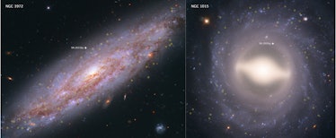 NGC 3972 (left) and NGC 1015 (right), are 65 million and 118 million light-years from Earth, respect...