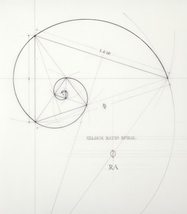 Golden ratio spiral drawing