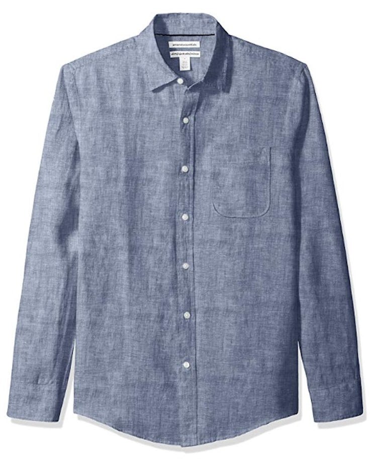 Amazon Essentials Men's Slim-Fit Long-Sleeve Linen Shirt