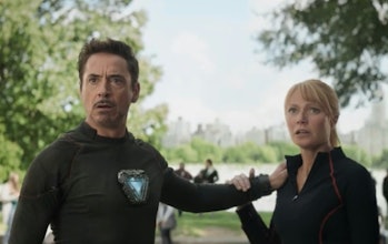 Tony Stark (Robert Downey Jr.) and Pepper Potts (Gyneth Paltrow) in 'Avengers: Infinity War'.