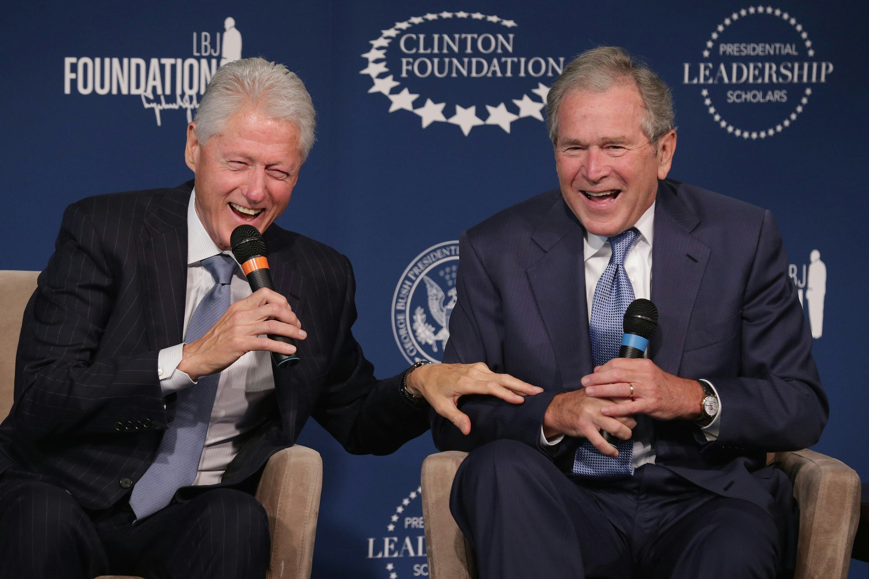 Bill Clinton & George W. Bush Talk Grandchildren At Joint BFF Appearance