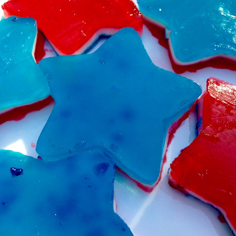 You can cut your jello shots into patriotic shapes.