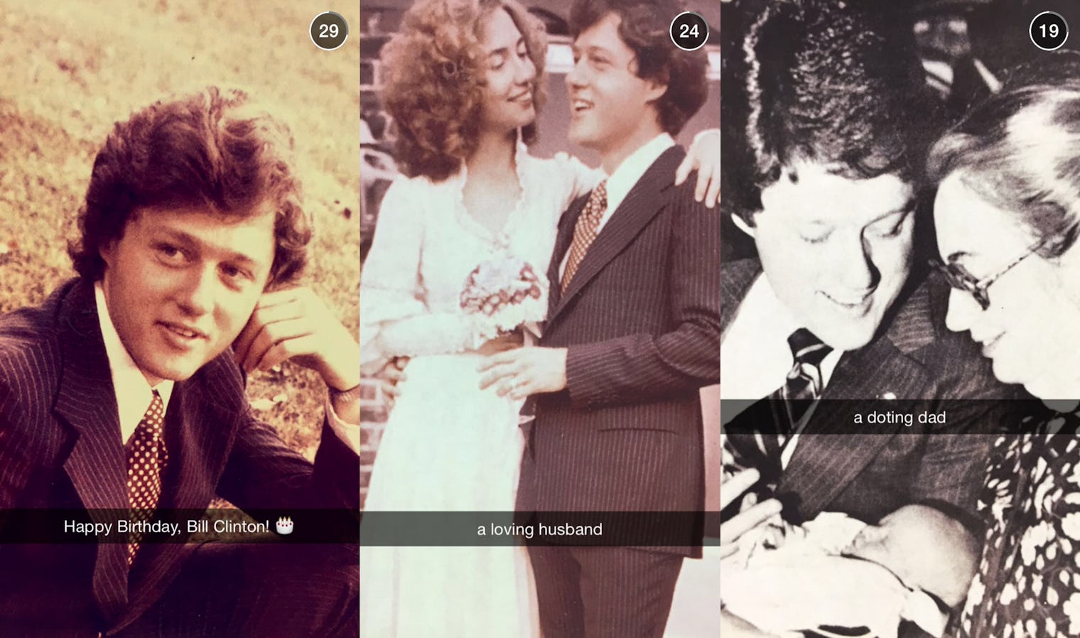 Hillary Clinton Snapchats A Birthday Message To Bill & The Photo Series