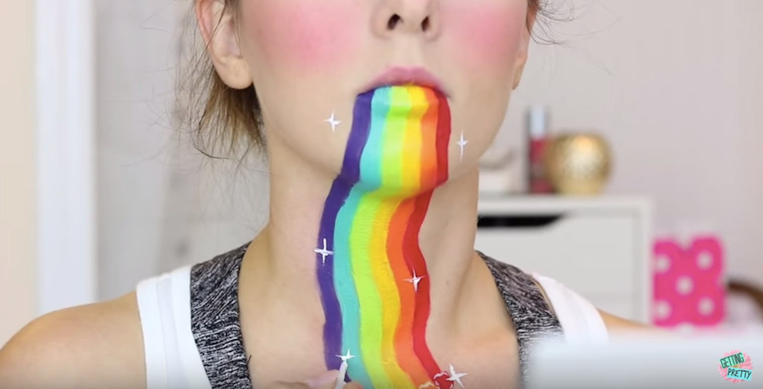Be The Rainbow Puke Snapchat Lens For Halloween With This Easy Makeup
