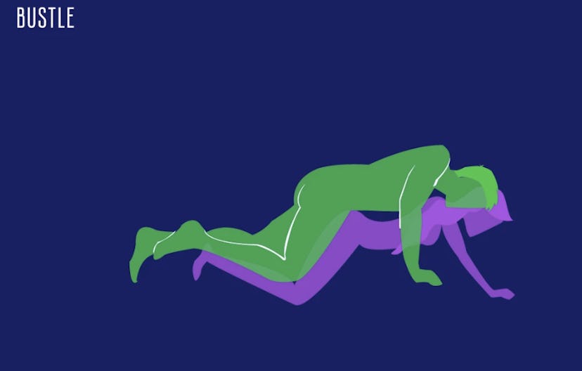 Drawing of a couple in modified doggy sex position for 2020. 