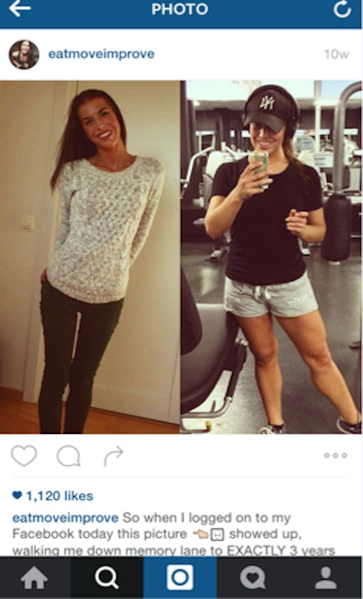 Emma Wynekoop's Instagram post of her before and after weightlifting