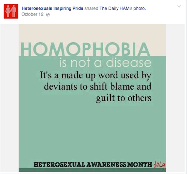 "Heterosexuals Inspiring Pride" Facebook Page Might Be Most Absurd