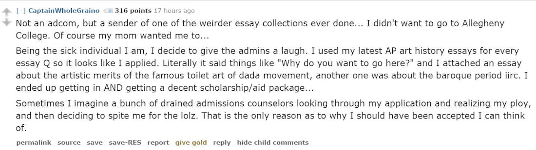 The Most Memorable College Admissions Essays Reddit Has Ever Seen Will ...