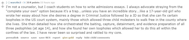 college essays that worked reddit