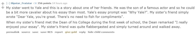 successful yale essays reddit