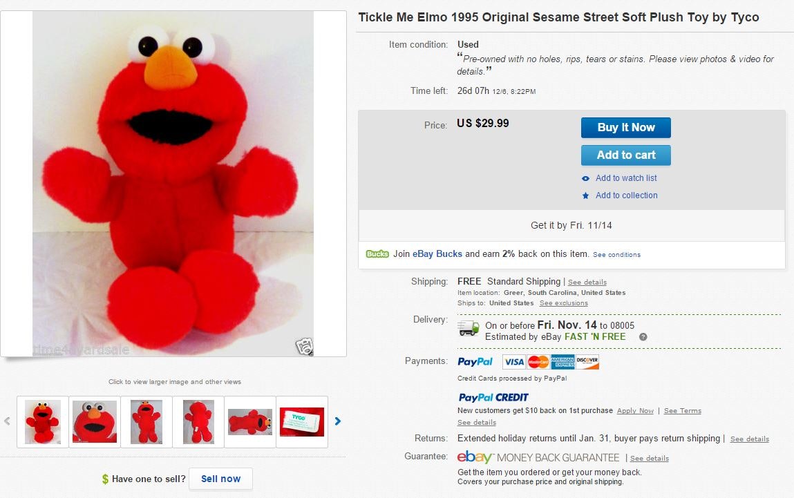 What Are Tickle Me Elmo Dolls Worth Now 
