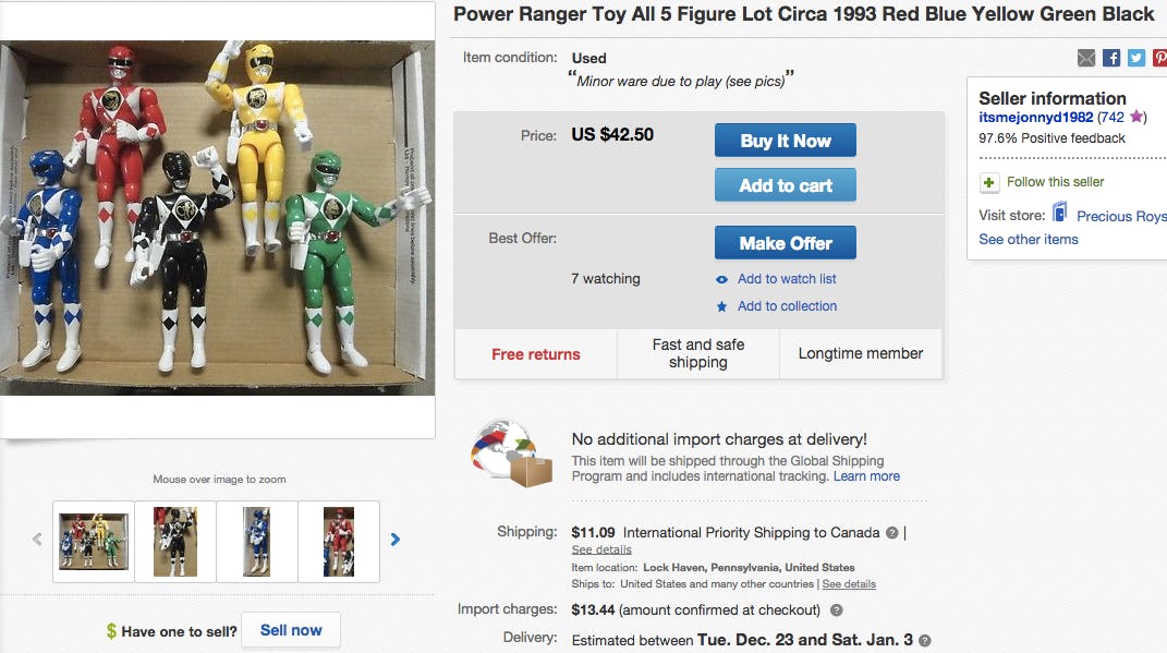 power rangers worth money