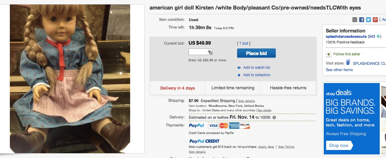 american girl doll resale value