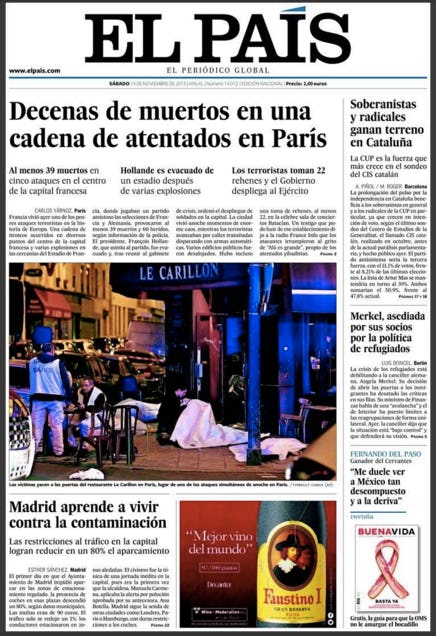 What Newspaper Front Pages On The Paris Attacks Look Like