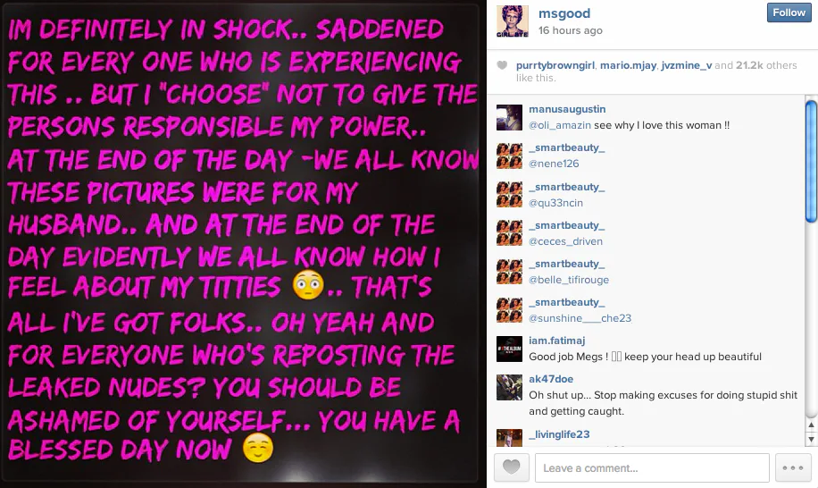 Meagan Good's Leaked Nude Pictures Respone Is a Classy Instagram
