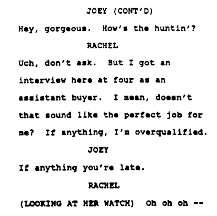 Friends Rachel Script Comparing 'Friends' First Episode To The Unaired 'Friends' Pilot Script ...