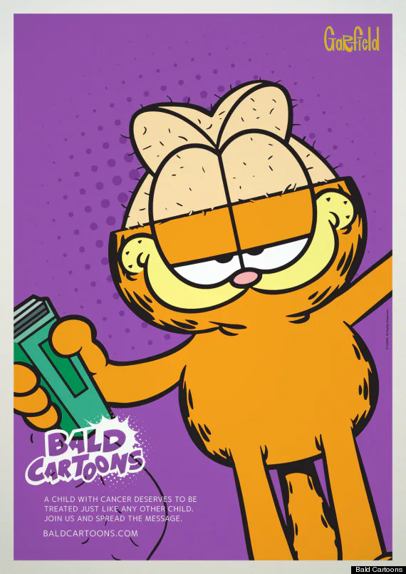 The Bald Cartoons Campaign Shows Snoopy Garfield And Others Shaving Their Heads For Kids Cancer