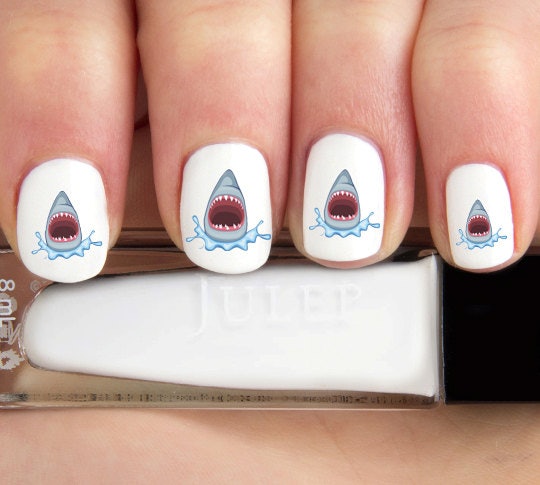 The Best Shark Week Nail Art So Your Manicure Can Celebrate Cartoon Shark Nail Decals