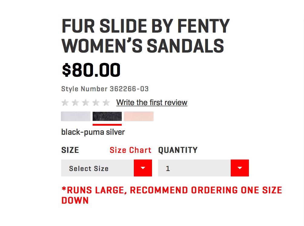 What Size Rihanna Puma Fur Slides 