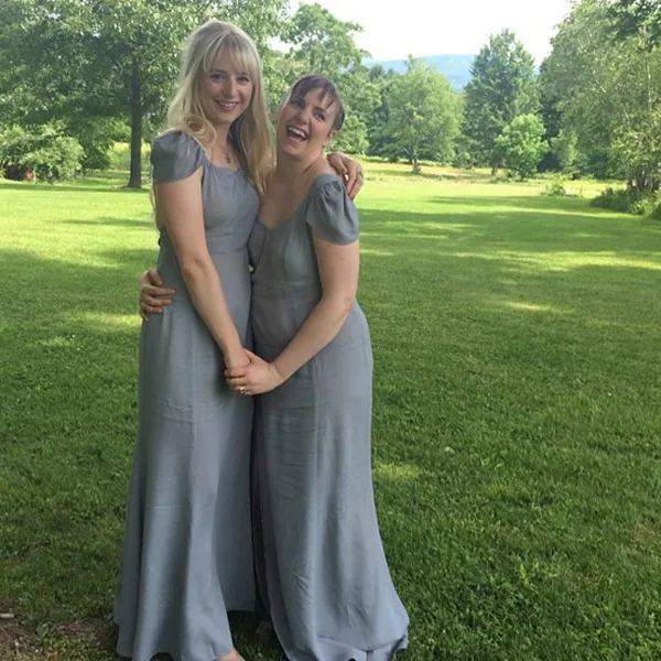 lena dunham bridesmaid dress 5 Lena Dunham Weekend Wedding Guest Photos That Solidify Why We Love Her
