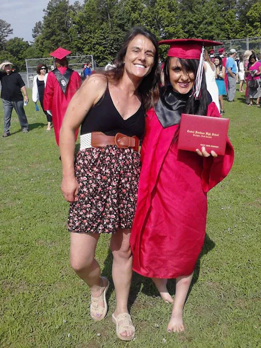mom's dress for daughter's graduation Mom wears same dress to graduation that got her daughter sent home