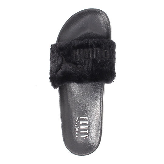 puma fur slippers black