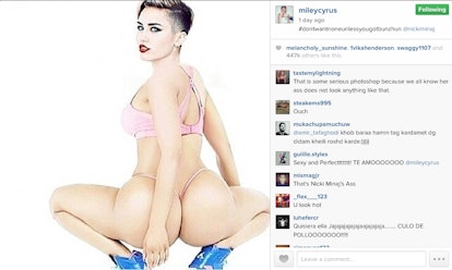 414px x 248px - Miley Cyrus as Nicki Minaj's 'Anaconda' Cover Is a Very Uncomfortable Use  of Photoshop â€” PHOTOS