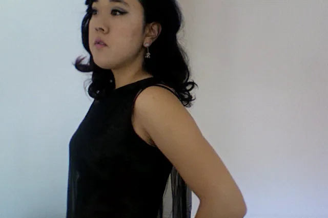 megan draper black dress open pearl back mermaid maxi dress Black / Large