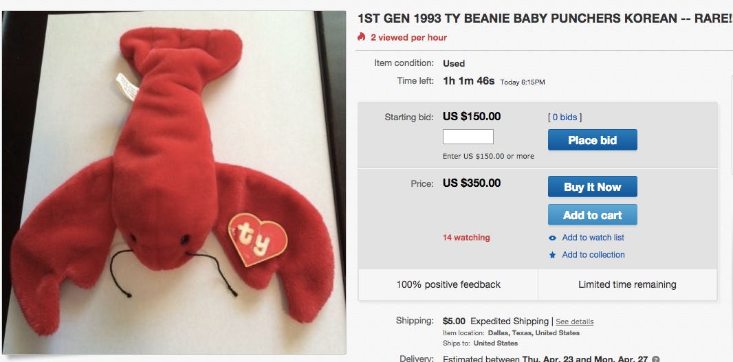1993 ty beanie babies value