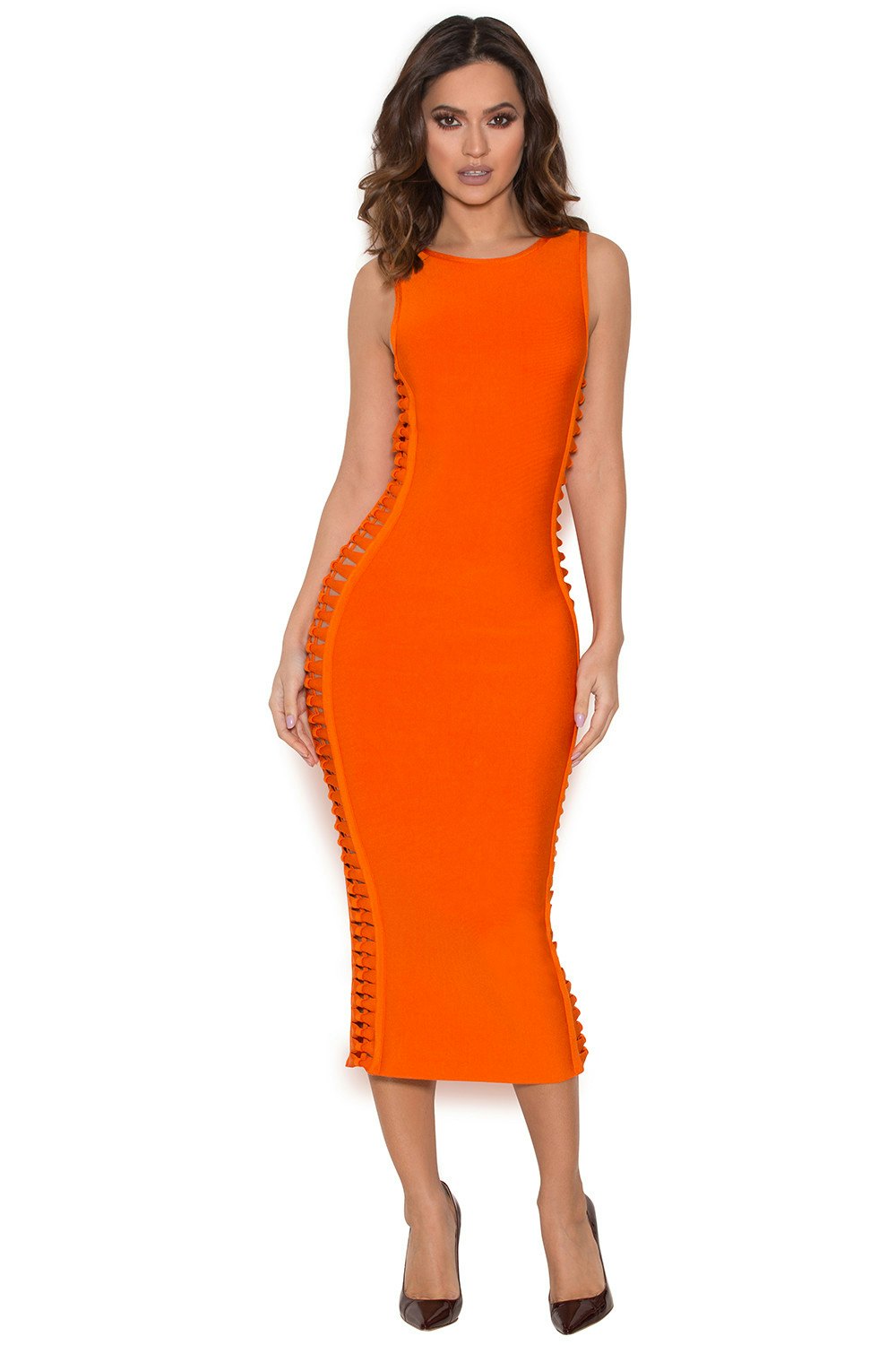 khloe kardashian orange bandage dress