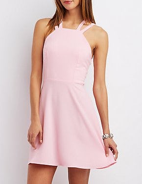 bib neck skater dress