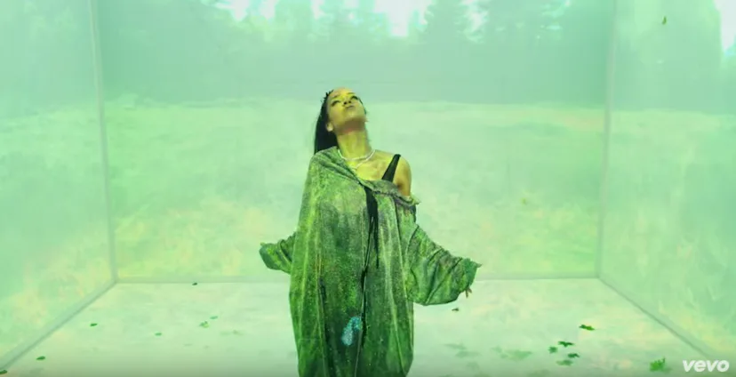rihanna music video green dress Rihanna Extends Historic RIAA Record as 'SOS' Certified 3x Platinum