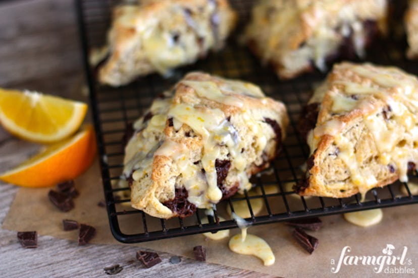 A Farmgirl's Dabbles has a recipe for orange and chocolate scones that you'll fall in love with.