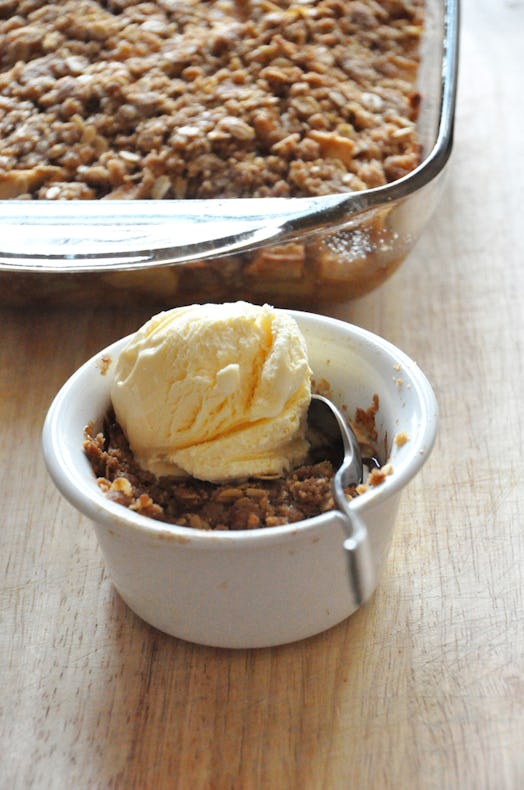 Minimalist Baker has a vegan apple crisp recipe perfect for fall baking.