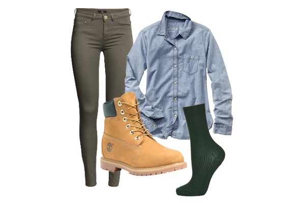 Timberland Boots and Cargo Green Leggings